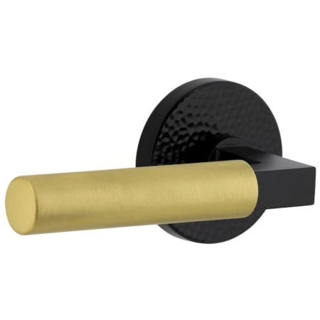 Viaggio Split Finish Solid Brass Non-Turning Two-Sided Dummy Door Lever Set with Contempo Lever and Circolo Hammered Rose Satin Black / Satin Brass