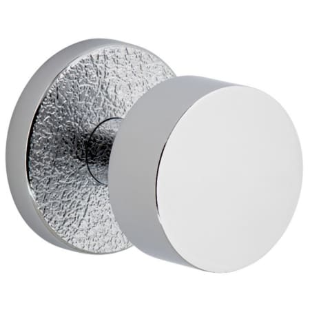 Viaggio Motivo Solid Brass Passage Door Knob Set with Circolo Brass Knob and Leather Rosette - 2-3/8" Backset Bright Chrome