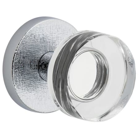 Viaggio Motivo Solid Brass Passage Door Knob Set with Circolo Crystal Knob and Linen Rosette - 2-3/8" Backset Bright Chrome