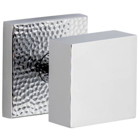 Viaggio Quadrato Hammered Solid Brass Passage Door Knob Set with Backplate - 2-3/8" Backset Bright Chrome