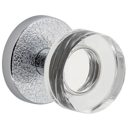 Viaggio Motivo Solid Brass Passage Door Knob Set with Circolo Crystal Knob and Leather Rosette - 2-3/4" Backset Bright Chrome