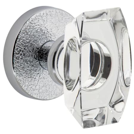 Viaggio Motivo Solid Brass Passage Door Knob Set with Stella Crystal Knob and Circolo Leather Rosette - 2-3/4" Backset Bright Chrome