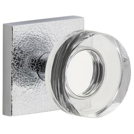 Viaggio Motivo Solid Brass Passage Door Knob Set with Circolo Crystal Knob and Quadrato Leather Backplate - 2-3/4" Backset Bright Chrome