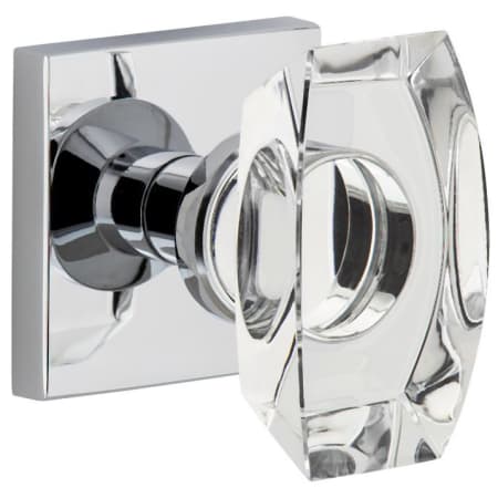Viaggio Quadrato Solid Brass Passage Door Knob Set with Stella Crystal Knob and Quadrato Linen Backplate - 2-3/4" Backset Bright Chrome