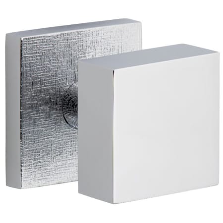 Viaggio Motivo Solid Brass Passage Door Knob Set with Quadrato Brass Knob and Linen Backplate - 2-3/4" Backset Bright Chrome