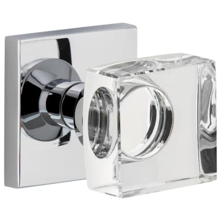 Viaggio Quadrato Solid Brass Passage Door Knob Set with Crystal Knob and Linen Backplate - 2-3/4" Backset Bright Chrome