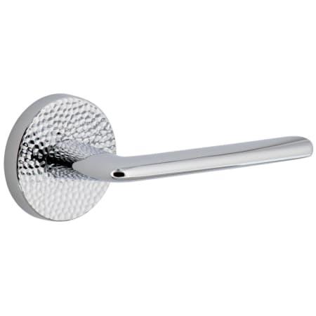 Viaggio Circolo Hammered Right Handed Solid Brass Passage Door Lever Set with Brezza Lever and Circolo Hammered Rosette - 2-3/8" Backset Bright Chrome