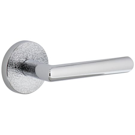 Viaggio Motivo Right Handed Solid Brass Passage Door Lever Set with Moderno Lever and Circolo Leather Rosette - 2-3/8" Backset Bright Chrome