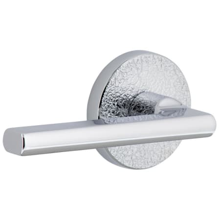 Viaggio Motivo Left Handed Solid Brass Passage Door Lever Set with Milano Lever and Circolo Leather Rosette - 2-3/8" Backset Bright Chrome