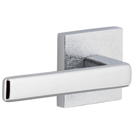 Viaggio Motivo Left Handed Solid Brass Passage Door Lever Set with Lusso Lever and Quadrato Linen Backplate - 2-3/8" Backset Bright Chrome