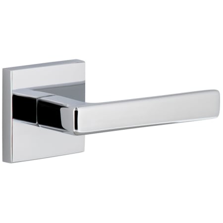 Viaggio Quadrato Right Handed Solid Brass Passage Door Lever Set with Lusso Lever and Quadrato Backplate - 2-3/8" Backset Bright Chrome
