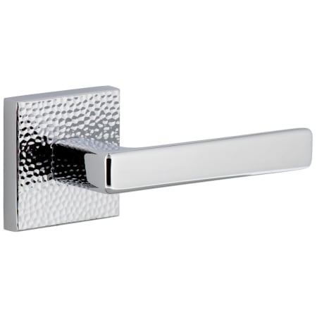 Viaggio Quadrato Hammered Right Handed Solid Brass Passage Door Lever Set with Lusso Lever and Quadrato Hammered Backplate - 2-3/8" Backset Bright Chrome