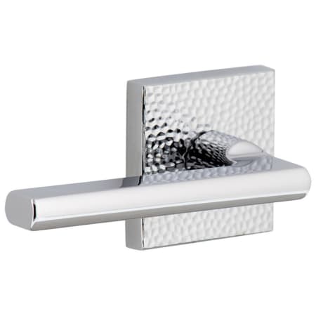 Viaggio Quadrato Hammered Left Handed Solid Brass Passage Door Lever Set with Milano Lever and Quadrato Hammered Backplate - 2-3/8" Backset Bright Chrome