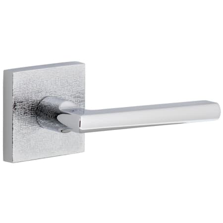 Viaggio Motivo Right Handed Solid Brass Passage Door Lever Set with Milano Lever and Quadrato Linen Backplate - 2-3/8" Backset Bright Chrome