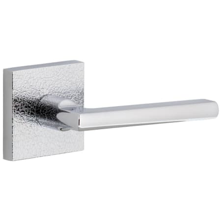 Viaggio Motivo Right Handed Solid Brass Passage Door Lever Set with Milano Lever and Quadrato Leather Backplate - 2-3/8" Backset Bright Chrome
