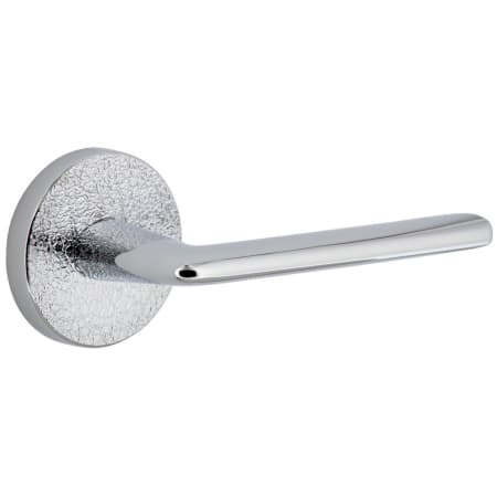 Viaggio Motivo Right Handed Solid Brass Passage Door Lever Set with Brezza Lever and Circolo Leather Rosette - 2-3/4" Backset Bright Chrome