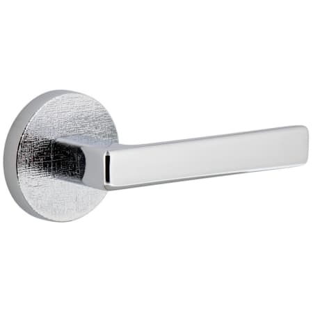 Viaggio Motivo Right Handed Solid Brass Passage Door Lever Set with Lusso Lever and Circolo Linen Rosette - 2-3/4" Backset Bright Chrome