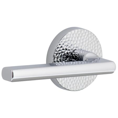 Viaggio Circolo Hammered Left Handed Solid Brass Passage Door Lever Set with Milano Lever and Circolo Hammered Rosette - 2-3/4" Backset Bright Chrome