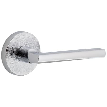 Viaggio Motivo Right Handed Solid Brass Passage Door Lever Set with Milano Lever and Circolo Linen Rosette - 2-3/4" Backset Bright Chrome