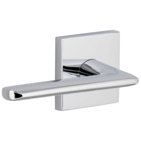Viaggio Quadrato Left Handed Solid Brass Passage Door Lever Set with Brezza Lever and Quadrato Linen Backplate - 2-3/4" Backset Bright Chrome
