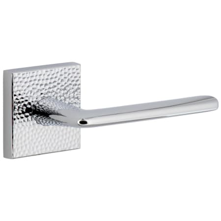 Viaggio Quadrato Hammered Right Handed Solid Brass Passage Door Lever Set with Brezza Lever and Quadrato Hammered Backplate - 2-3/4" Backset Bright Chrome