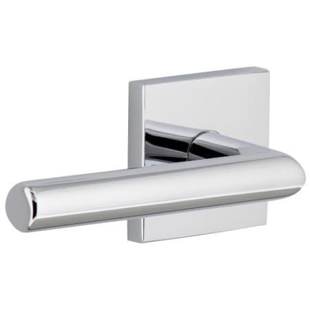 Viaggio Quadrato Left Handed Solid Brass Passage Door Lever Set with Moderno Lever and Quadrato Linen Backplate - 2-3/4" Backset Bright Chrome
