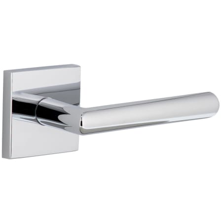 Viaggio Quadrato Right Handed Solid Brass Passage Door Lever Set with Moderno Lever and Quadrato Linen Backplate - 2-3/4" Backset Bright Chrome