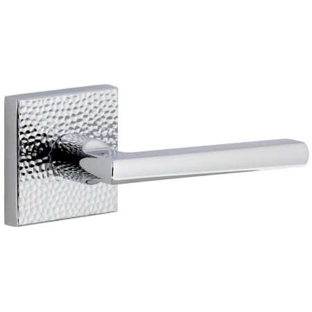 Viaggio Quadrato Hammered Right Handed Solid Brass Passage Door Lever Set with Milano Lever and Quadrato Hammered Backplate - 2-3/4" Backset Bright Chrome