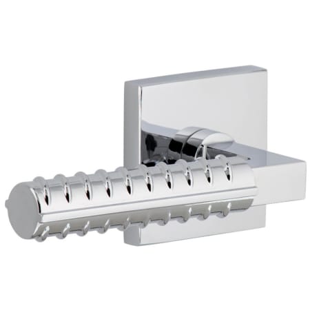 Viaggio Quadrato Left Handed Solid Brass Passage Door Lever Set with Contempo Rebar Lever and Quadrato Backplate - 2-3/8" Backset Bright Chrome