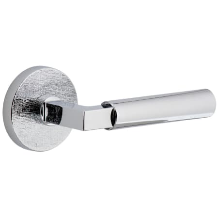 Viaggio Motivo Right Handed Solid Brass Passage Door Lever Set with Contempo Lever and Circolo Linen Rosette - 2-3/4" Backset Bright Chrome