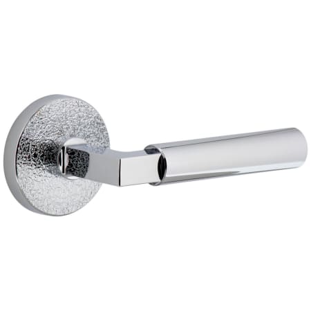 Viaggio Motivo Right Handed Solid Brass Passage Door Lever Set with Contempo Lever and Circolo Leather Rosette - 2-3/4" Backset Bright Chrome