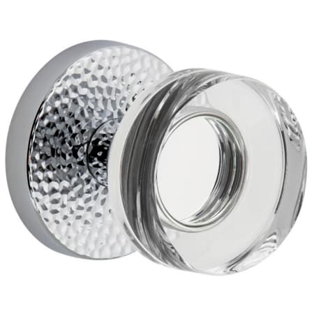 Viaggio Circolo Hammered Solid Brass Privacy Door Knob Set with Crystal Knob and Hammered Rosette - 2-3/8" Backset Bright Chrome