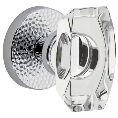Viaggio Circolo Hammered Solid Brass Privacy Door Knob Set with Stella Crystal Knob and Circolo Hammered Rosette - 2-3/8" Backset Bright Chrome