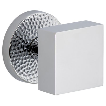 Viaggio Circolo Hammered Solid Brass Privacy Door Knob Set with Quadrato Brass Knob and Hammered Rosette - 2-3/8" Backset Bright Chrome