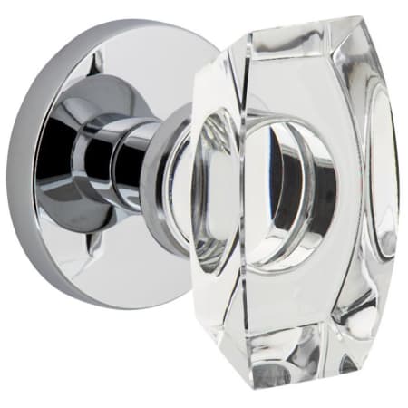Viaggio Circolo Solid Brass Privacy Door Knob Set with Stella Crystal Knob and Circolo Rosette - 2-3/4" Backset Bright Chrome