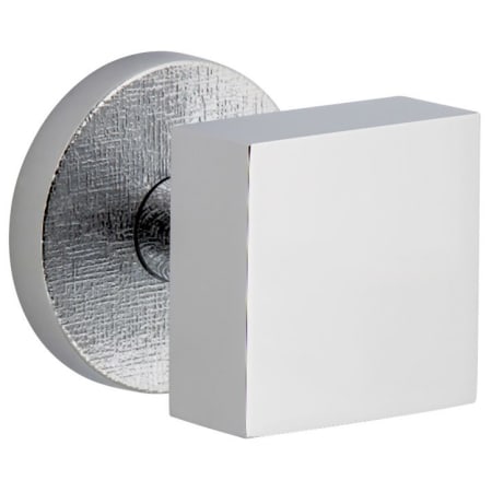 Viaggio Motivo Solid Brass Privacy Door Knob Set with Quadrato Brass Knob and Circolo Linen Rosette - 2-3/4" Backset Bright Chrome