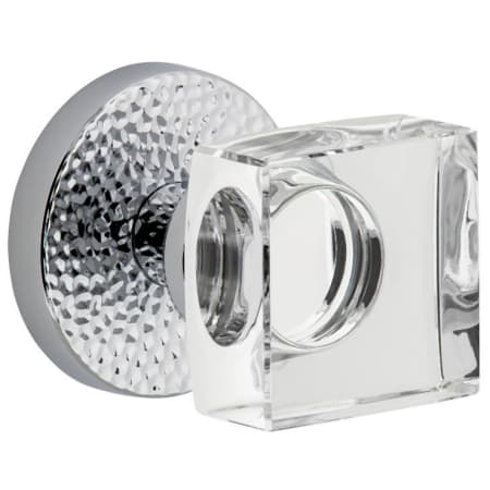 Viaggio Circolo Hammered Solid Brass Privacy Door Knob Set with Quadrato Crystal Knob and Hammered Rosette - 2-3/4" Backset Bright Chrome