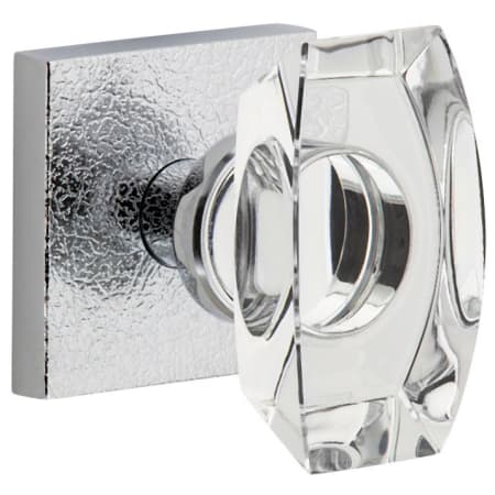 Viaggio Motivo Solid Brass Privacy Door Knob Set with Stella Crystal Knob and Quadrato Leather Backplate - 2-3/4" Backset Bright Chrome