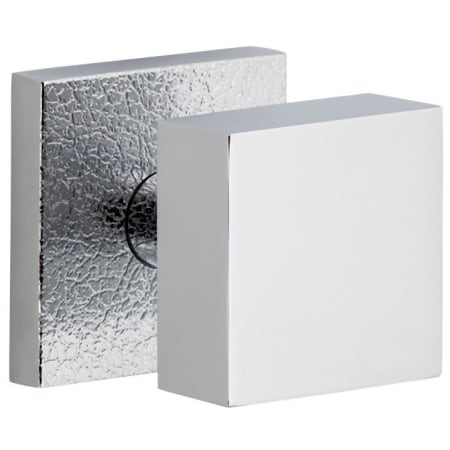 Viaggio Motivo Solid Brass Privacy Door Knob Set with Quadrato Brass Knob and Leather Backplate - 2-3/4" Backset Bright Chrome