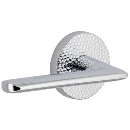 Viaggio Circolo Hammered Left Handed Solid Brass Privacy Door Lever Set with Brezza Lever and Circolo Hammered Rosette - 2-3/8" Backset Bright Chrome