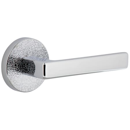 Viaggio Motivo Right Handed Solid Brass Privacy Door Lever Set with Lusso Lever and Circolo Leather Rosette - 2-3/8" Backset Bright Chrome