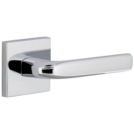 Viaggio Quadrato Right Handed Solid Brass Privacy Door Lever Set with Bella Lever and Quadrato Backplate - 2-3/8" Backset Bright Chrome