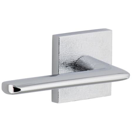 Viaggio Motivo Left Handed Solid Brass Privacy Door Lever Set with Brezza Lever and Quadrato Linen Backplate - 2-3/8" Backset Bright Chrome