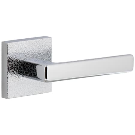 Viaggio Motivo Right Handed Solid Brass Privacy Door Lever Set with Lusso Lever and Quadrato Leather Backplate - 2-3/8" Backset Bright Chrome