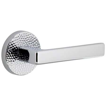 Viaggio Circolo Hammered Right Handed Solid Brass Privacy Door Lever Set with Lusso Lever and Circolo Hammered Rosette - 2-3/4" Backset Bright Chrome