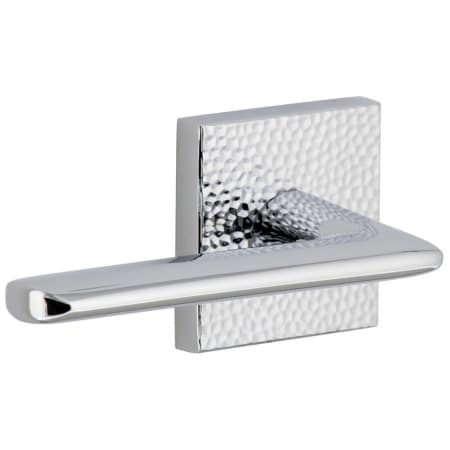 Viaggio Quadrato Hammered Left Handed Solid Brass Privacy Door Lever Set with Brezza Lever and Quadrato Hammered Backplate - 2-3/4" Backset Bright Chrome