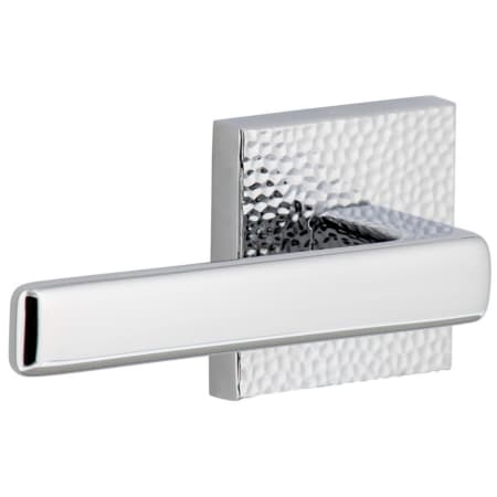 Viaggio Quadrato Hammered Left Handed Solid Brass Privacy Door Lever Set with Lusso Lever and Quadrato Hammered Backplate - 2-3/4" Backset Bright Chrome