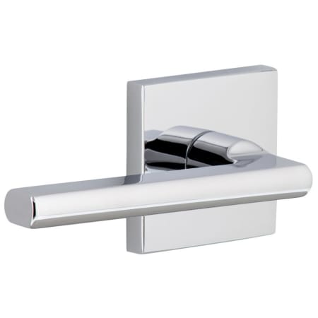 Viaggio Quadrato Left Handed Solid Brass Privacy Door Lever Set with Milano Lever and Quadrato Backplate - 2-3/4" Backset Bright Chrome
