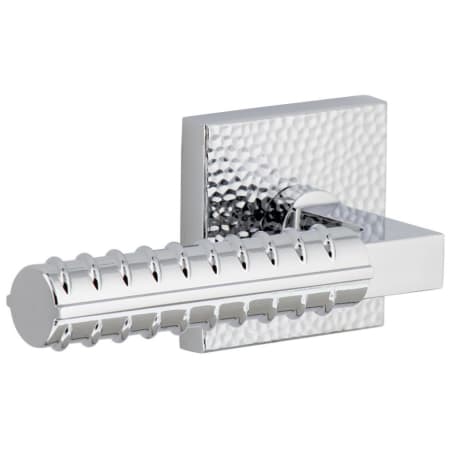 Viaggio Quadrato Hammered Left Handed Solid Brass Privacy Door Lever Set with Contempo Rebar Lever and Quadrato Hammered Backplate - 2-3/4" Backset Bright Chrome
