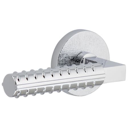 Viaggio Motivo Left Handed Solid Brass Privacy Door Lever Set with Contempo Rebar Lever and Circolo Linen Rosette - 2-3/4" Backset Bright Chrome